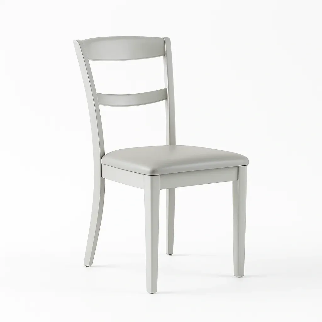 Chaise de salle à manger en bois avec siège rembourré en similicuir gris