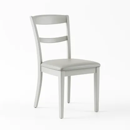 Chaise de salle à manger en bois avec siège rembourré en similicuir gris