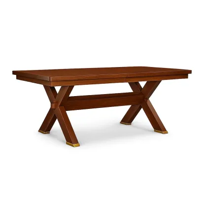 Table de salle à manger rectangulaire en bois d'acajou avec piètement en croix 200×100×75 cm