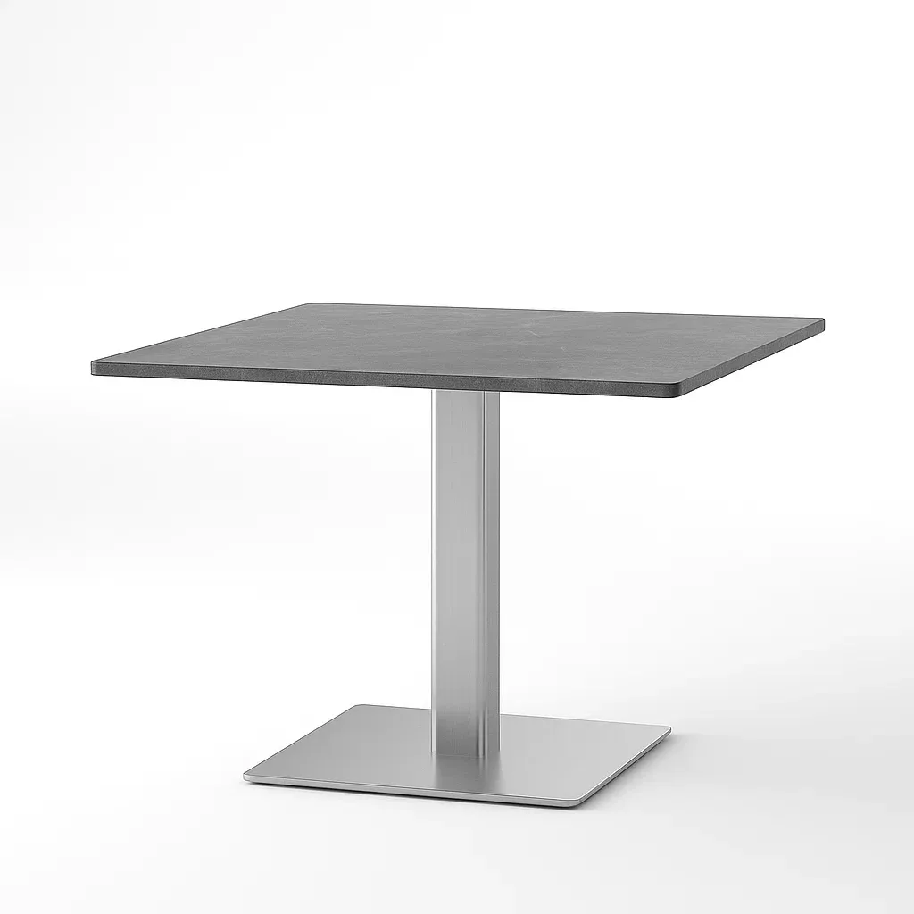 Table de salle à manger carrée en stratifié noir avec structure en acier 70×70×75 cm