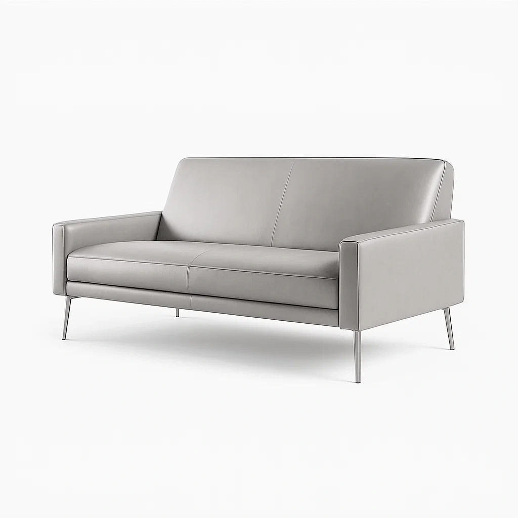 Canapé deux places en cuir synthétique gris 150×80×85 cm