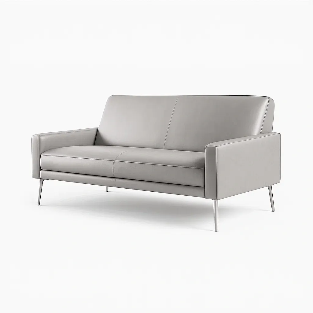 Canapé deux places en cuir synthétique gris 150×80×85 cm