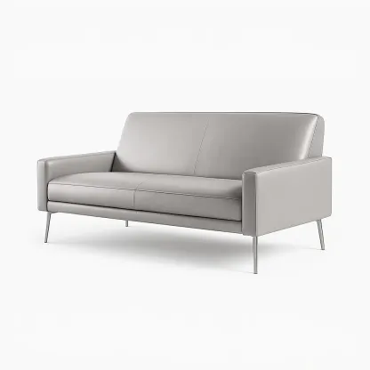 Canapé deux places en cuir synthétique gris 150×80×85 cm