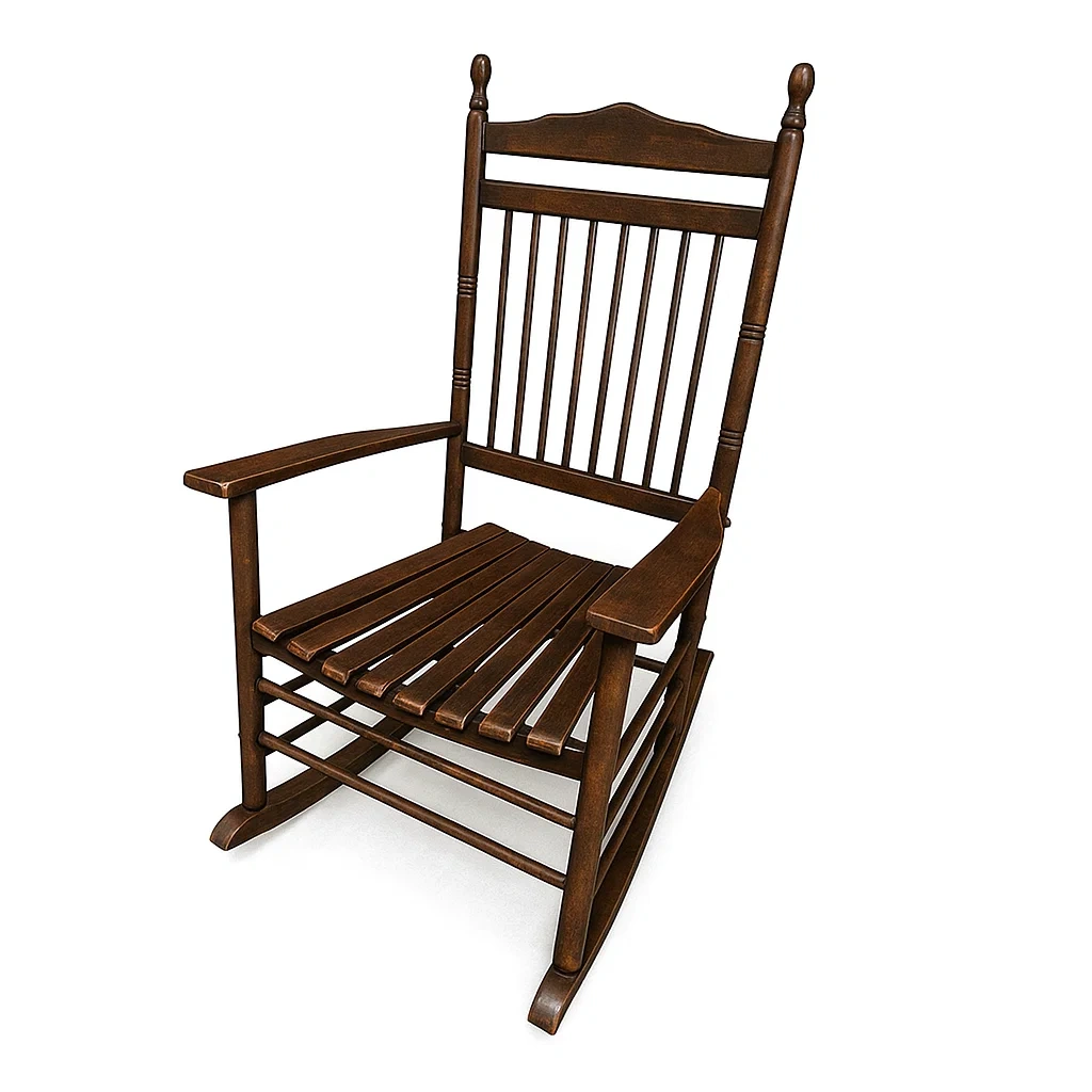 Chaise à bascule en bois massif brun 90×60×110 cm