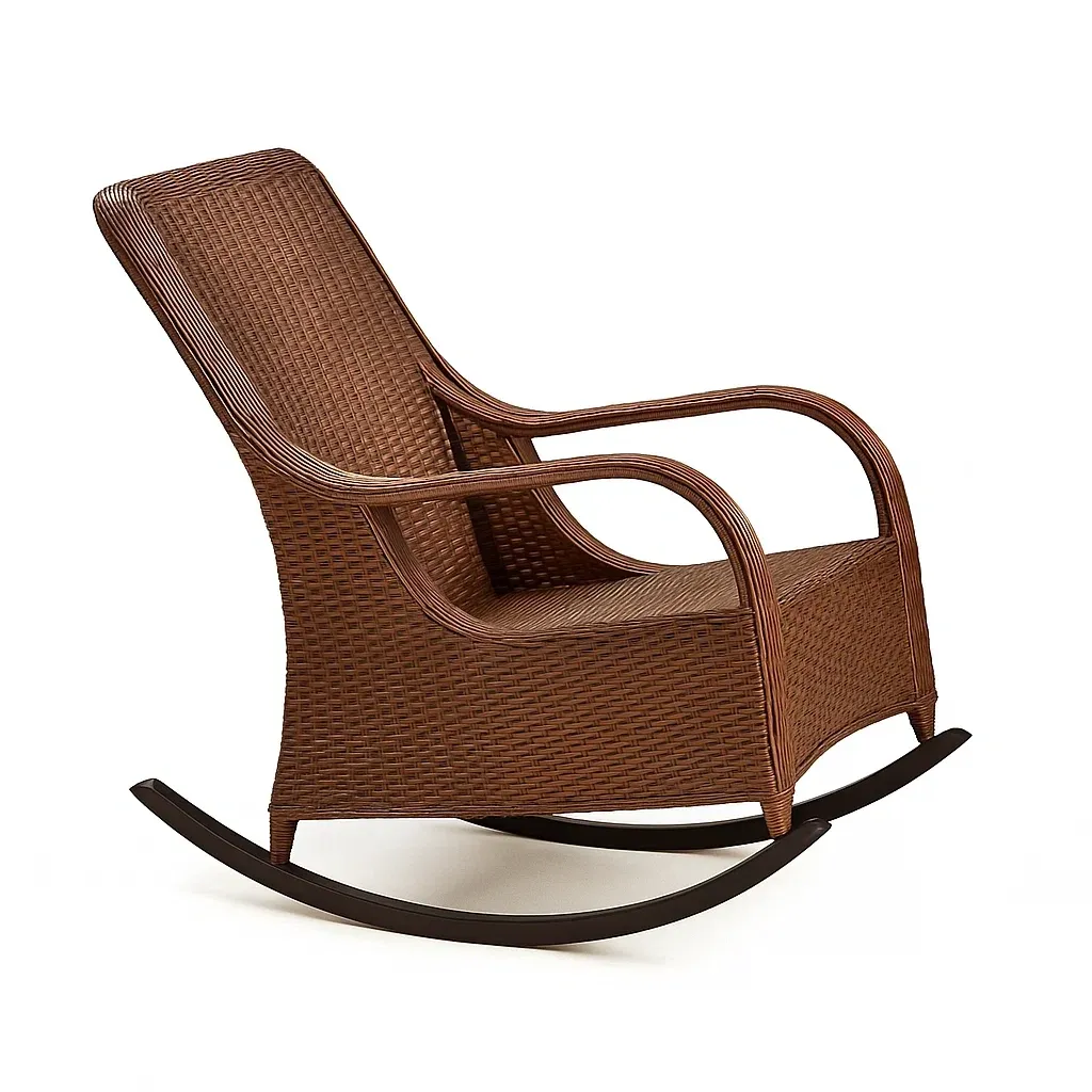 Chaise à bascule en résine tressée et acier marron