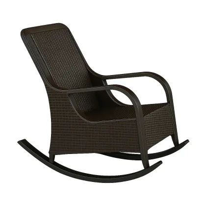 Chaise à bascule en rotin synthétique brun