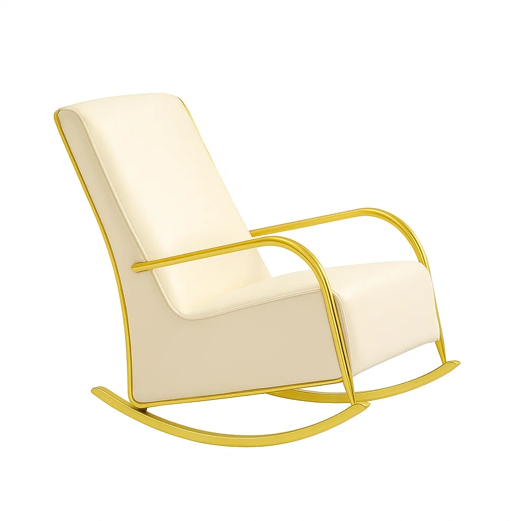 Chaise à bascule en acier et polyuréthane beige