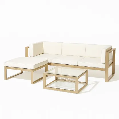 Ensemble de canapé de jardin en aluminium avec coussins amovibles beige