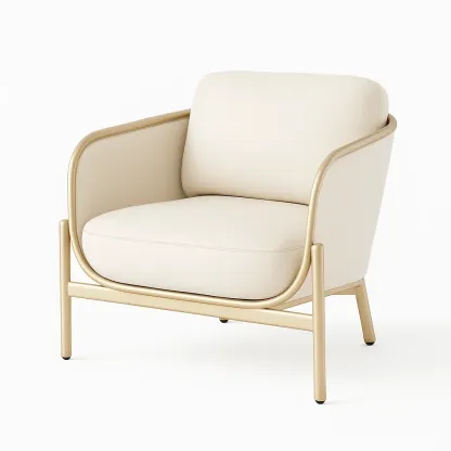 Fauteuil club en métal beige avec revêtement en PVC