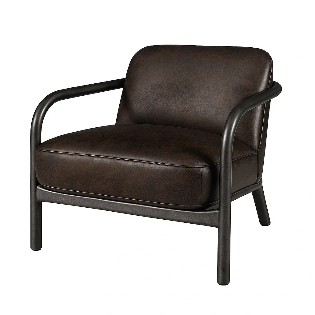 Fauteuil club en cuir synthétique brun acier 85×78×72 cm