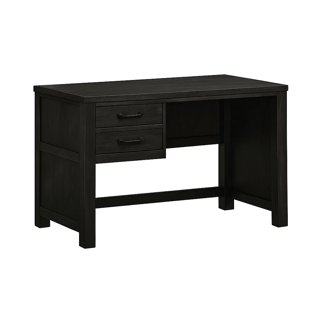Bureau en bois MDF avec placage bois noir et 2 tiroirs