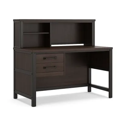 Bureau en bois avec étagère et tiroirs 120×60×100 cm brun