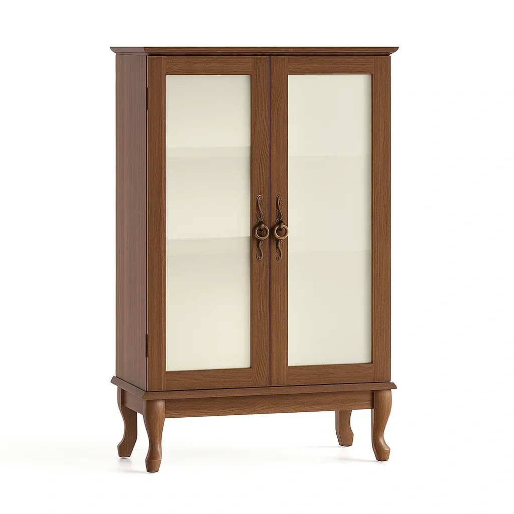 Vitrine d'exposition en bois et verre trempé marron 120×40×180 cm