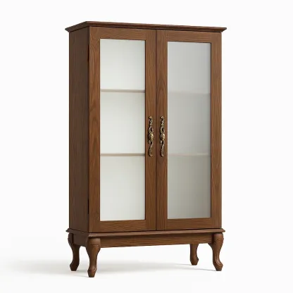 Vitrine d'exposition en bois avec portes en verre trempé marron