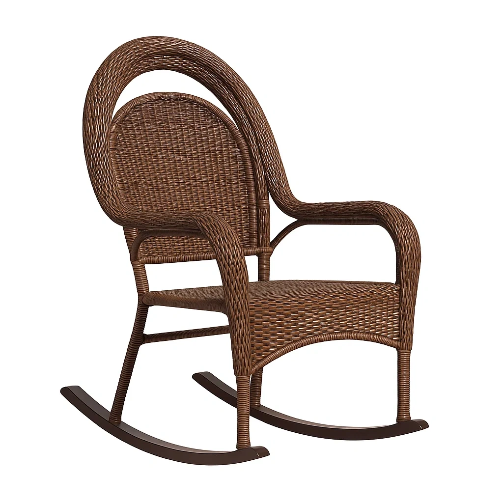 Chaise à bascule de terrasse en rotin synthétique marron