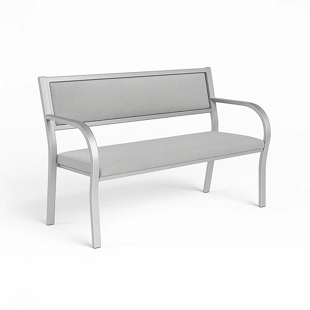 Banc d'extérieur en aluminium avec siège en polyester gris