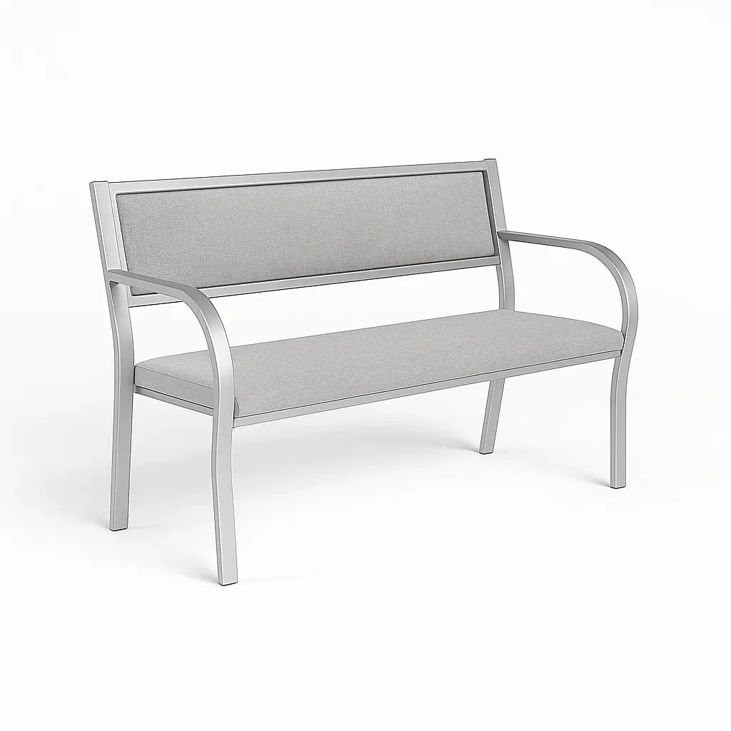 Banc d'extérieur en aluminium avec siège en polyester gris