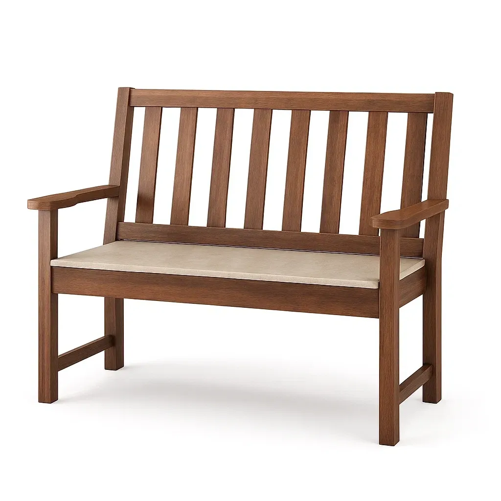 Banc d'extérieur en bois avec coussin en polyester 120×60×90 cm