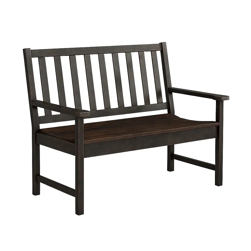 Banc d'extérieur en bois et métal noir