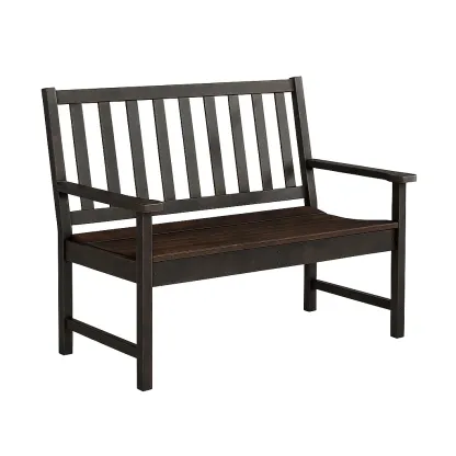 Banc d'extérieur en bois et métal noir