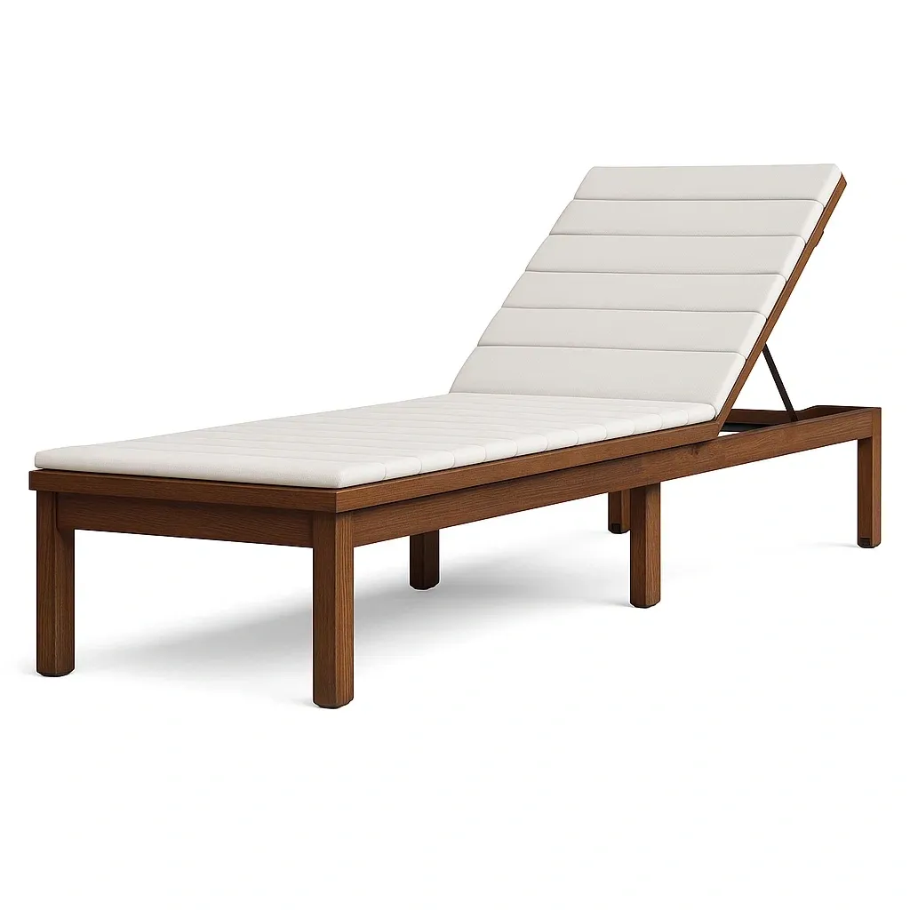 Chaise longue d'extérieur en acacia blanche réglable