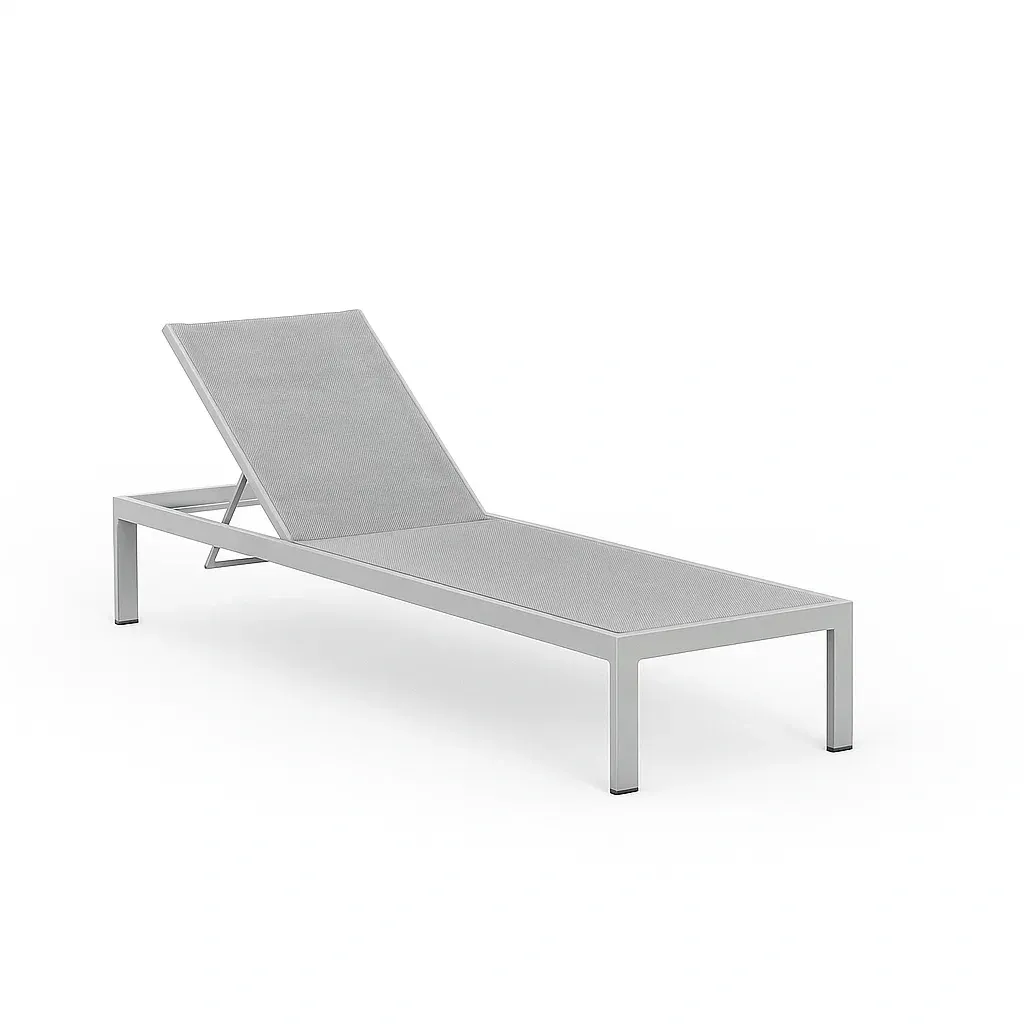 Chaise longue d'extérieur réglable en aluminium textilène gris 200×70×35 cm