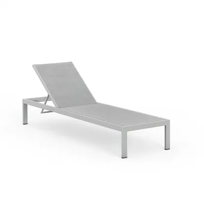 Chaise longue d'extérieur réglable en aluminium textilène gris 200×70×35 cm