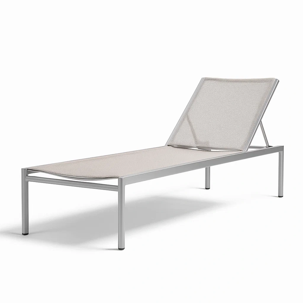 Chaise longue d'extérieur en aluminium textilène beige
