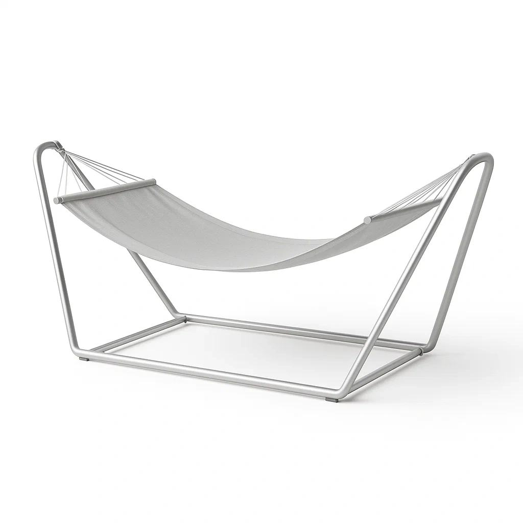 Hamac métallique gris en acier et tissu polyester
