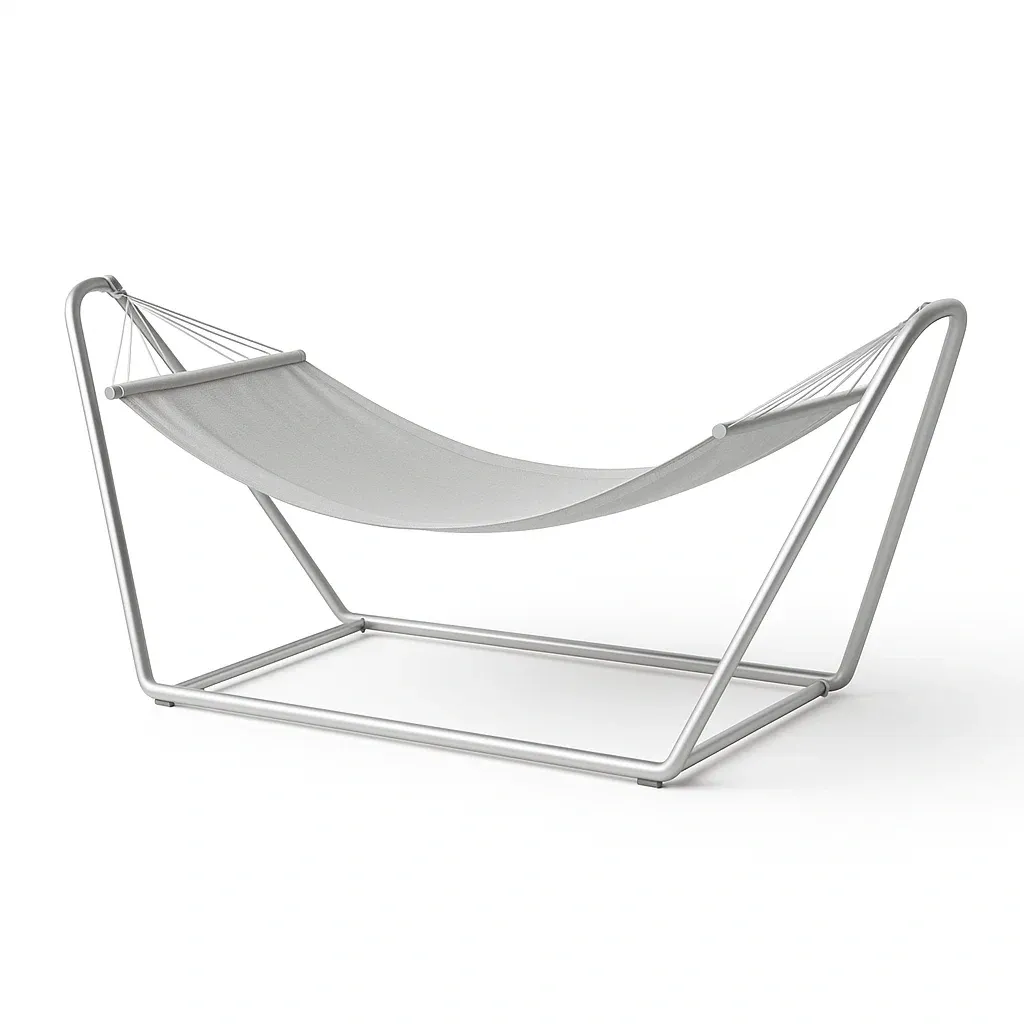 Hamac métallique gris en acier et tissu polyester