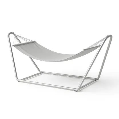 Hamac métallique gris en acier et tissu polyester