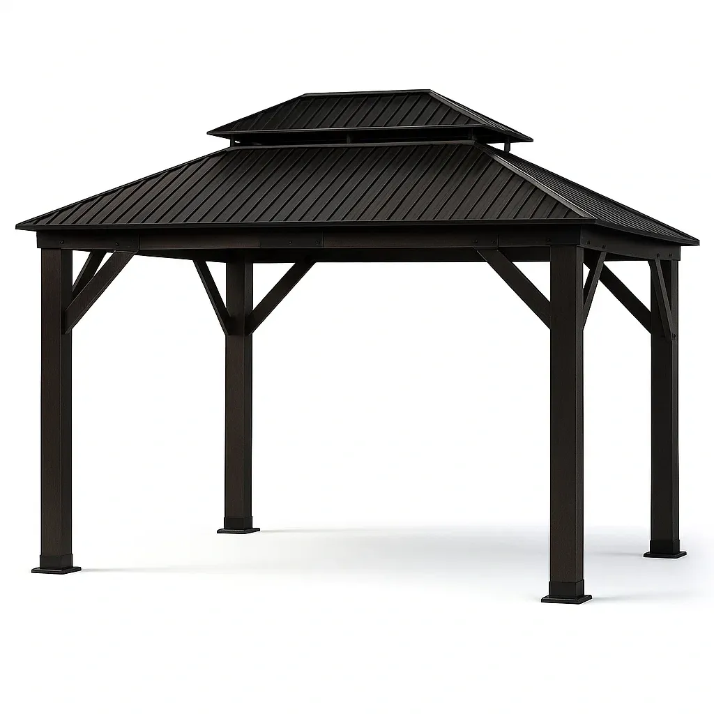 Pavillon de jardin en aluminium avec toit en acier à double couche