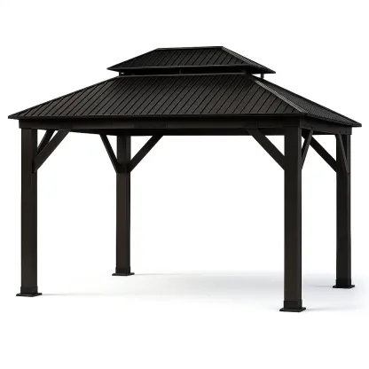Pavillon de jardin en aluminium avec toit en acier à double couche