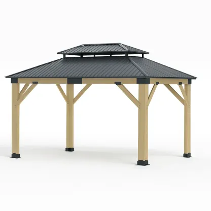 Pavillon de jardin en bois et métal avec toit en aluminium