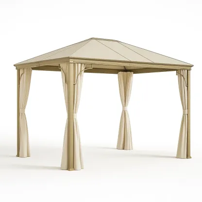Pavillon de jardin en acier polycarbonate beige 300×300×270 cm