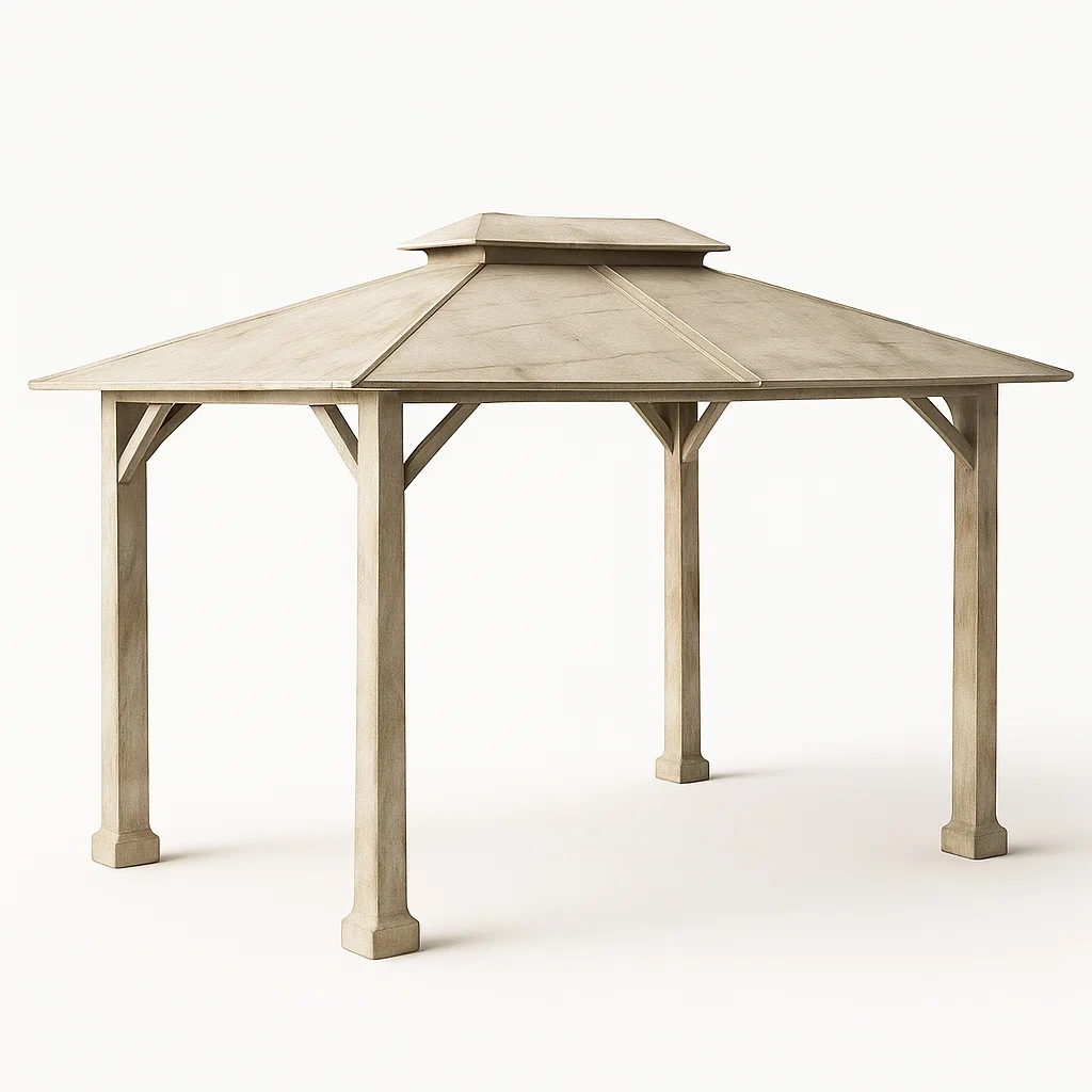 Pavillon de jardin en bois massif beige 300 cm x 300 cm x 270 cm