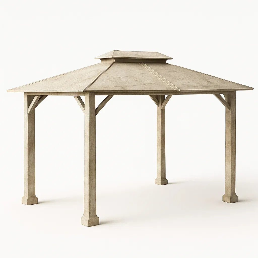 Pavillon de jardin en bois massif beige 300 cm x 300 cm x 270 cm