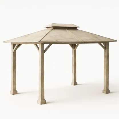 Pavillon de jardin en bois massif beige 300 cm x 300 cm x 270 cm