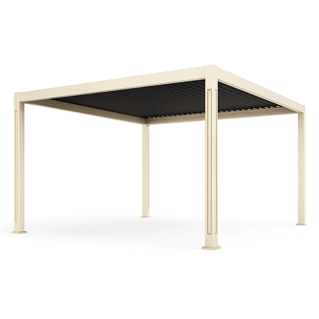 Pergola en aluminium avec lames ajustables crème/noir