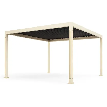 Pergola en aluminium avec lames ajustables crème/noir