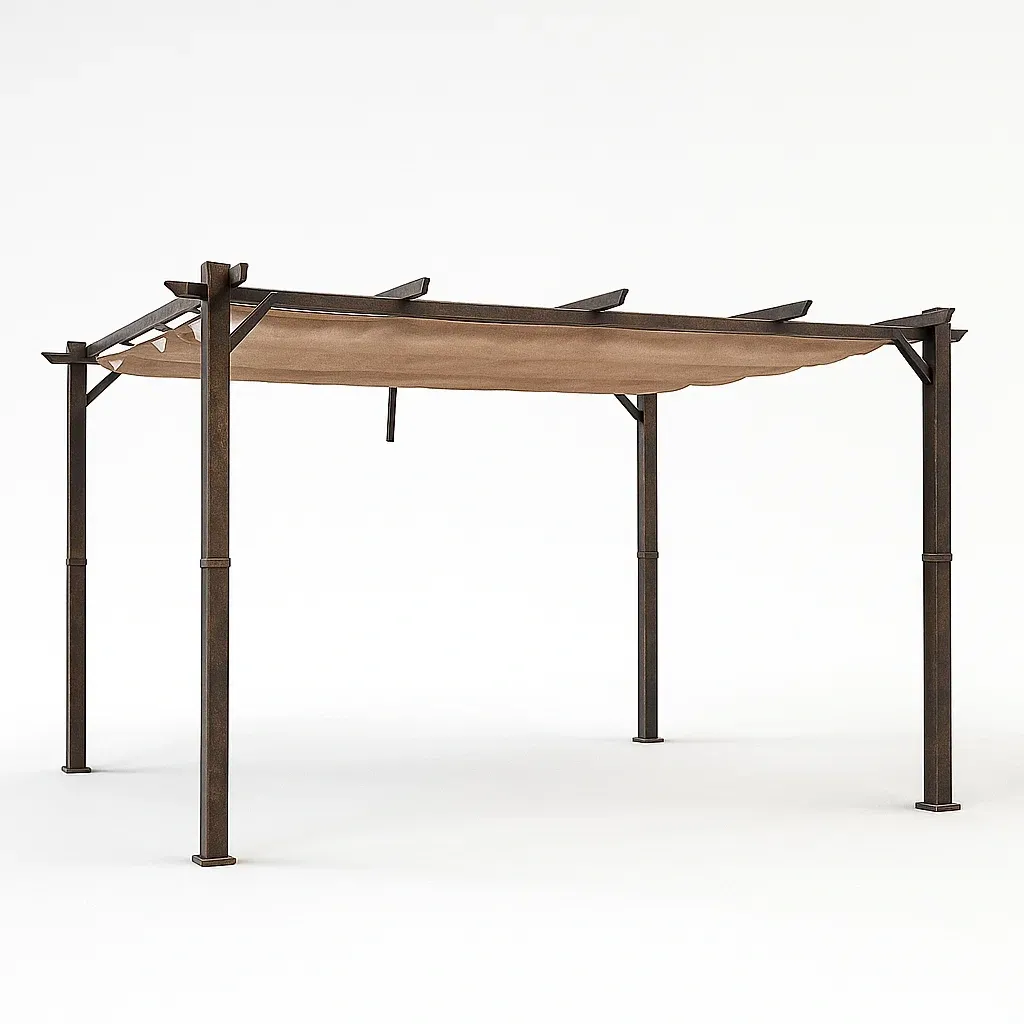 Pergola en acier et toile de polyester marron 300×300×230 cm