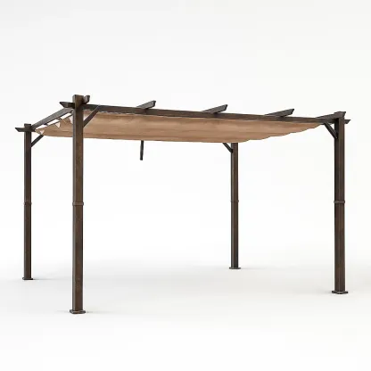 Pergola en acier et toile de polyester marron 300×300×230 cm