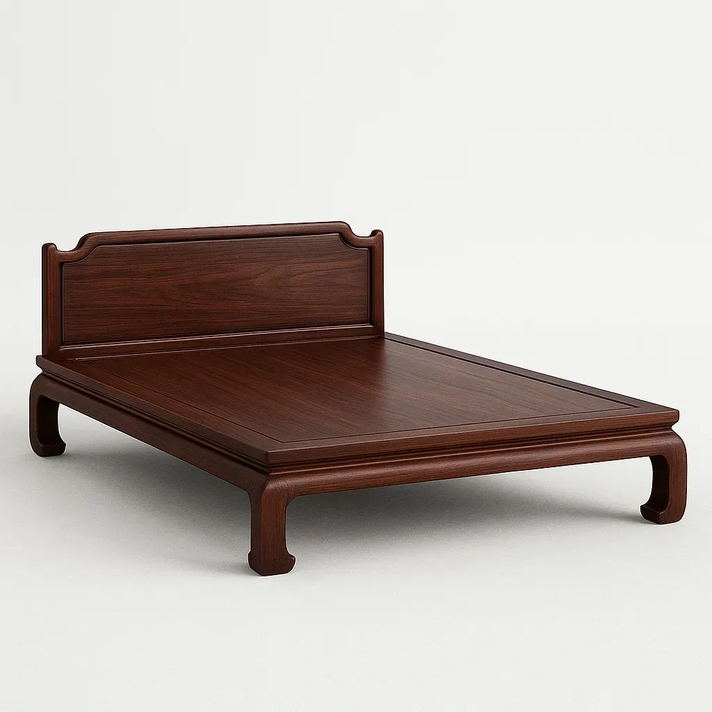 Lit plateforme en bois massif asiatique marron