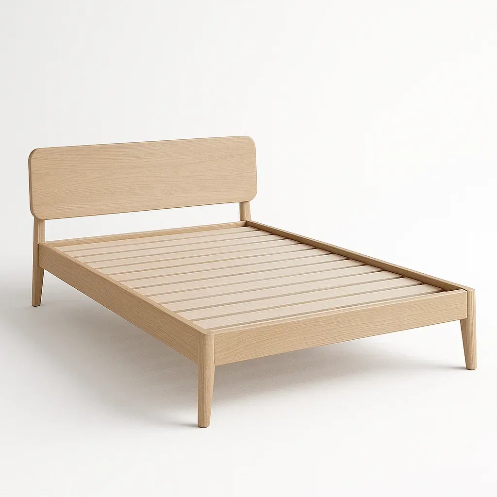 Lit plateforme en bois de chêne clair