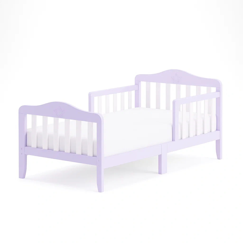 Lit pour tout-petit en bois massif violet clair 143×72×57 cm pour enfants de 1 à 5 ans