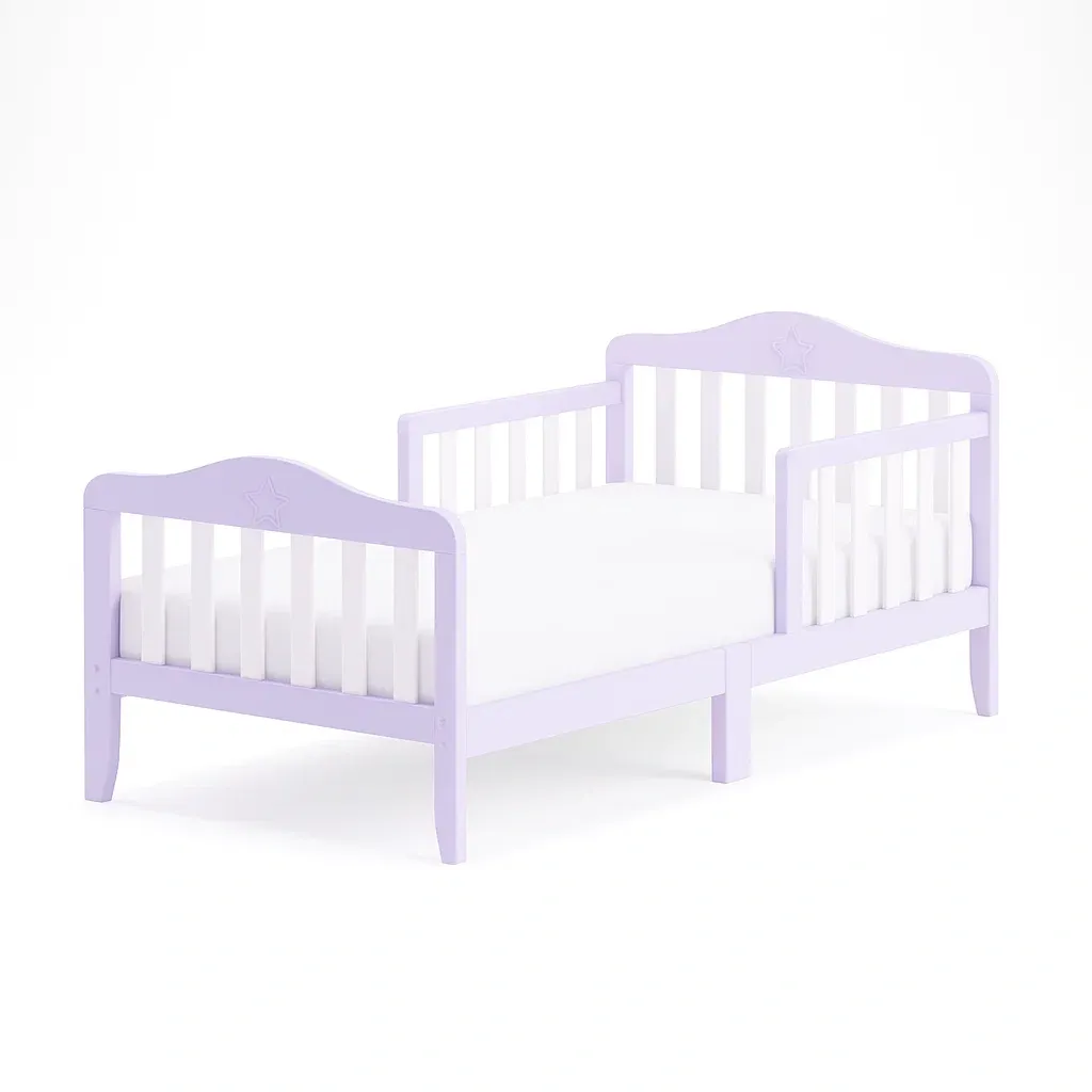 Lit pour tout-petit en bois massif violet clair 143×72×57 cm pour enfants de 1 à 5 ans
