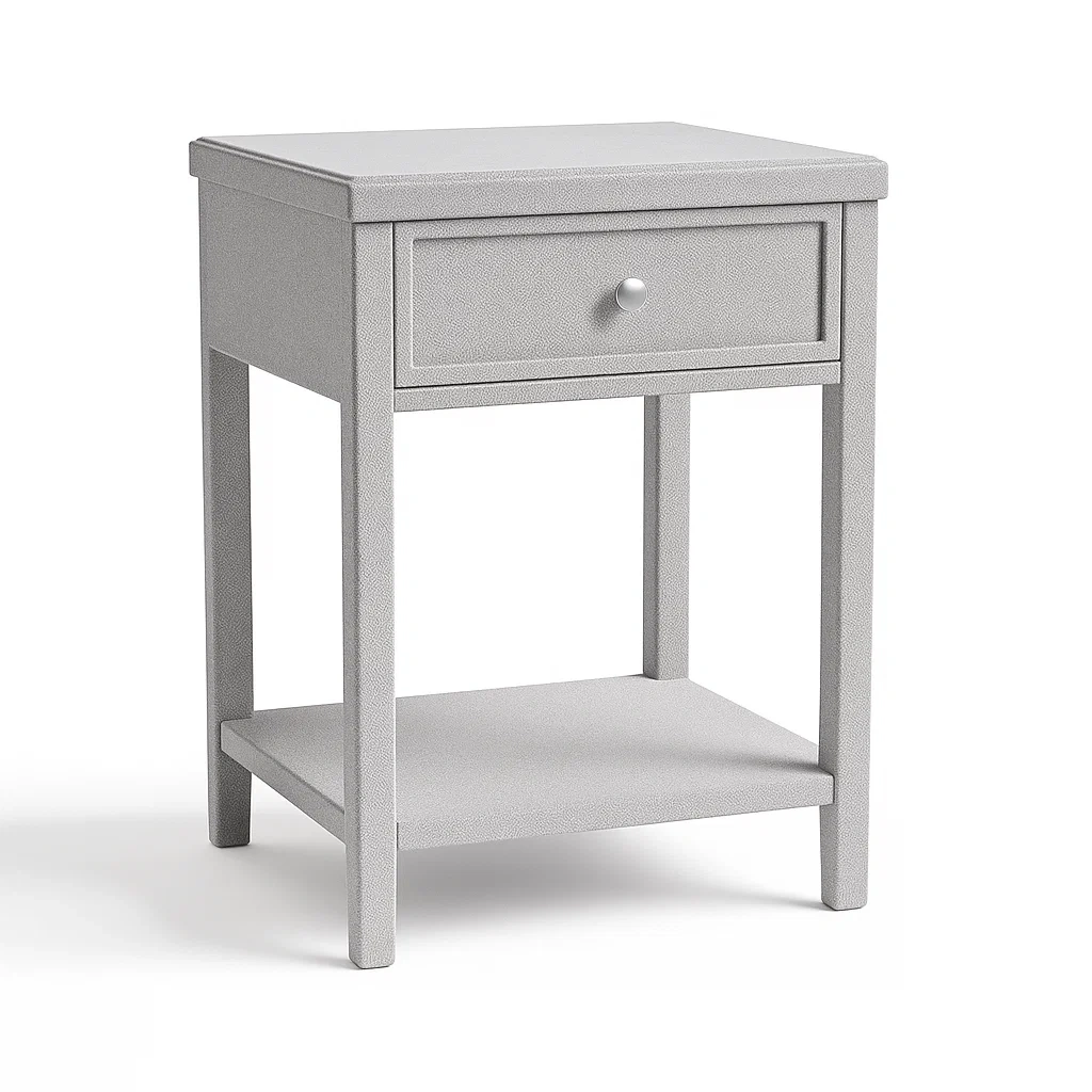 Table de chevet en bois gris avec tiroir
