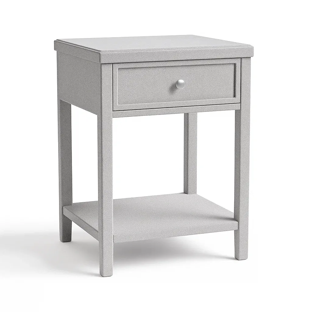 Table de chevet en bois gris avec tiroir