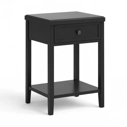 Table de chevet en bois avec tiroir noir