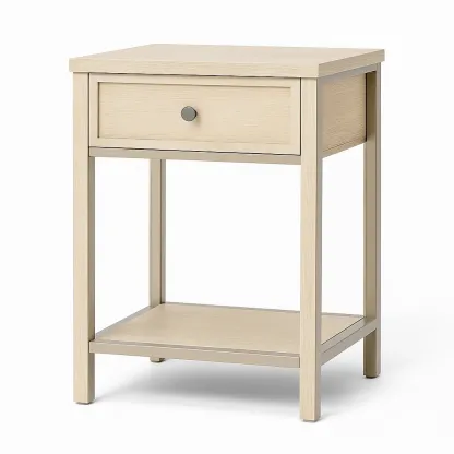 Table de chevet en bois avec tiroir et étagère